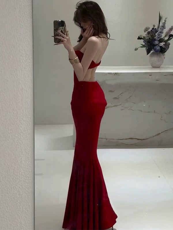 Sweetheart Meerjungfrau Geburtstagskleid Rotes Abendkleid J7314