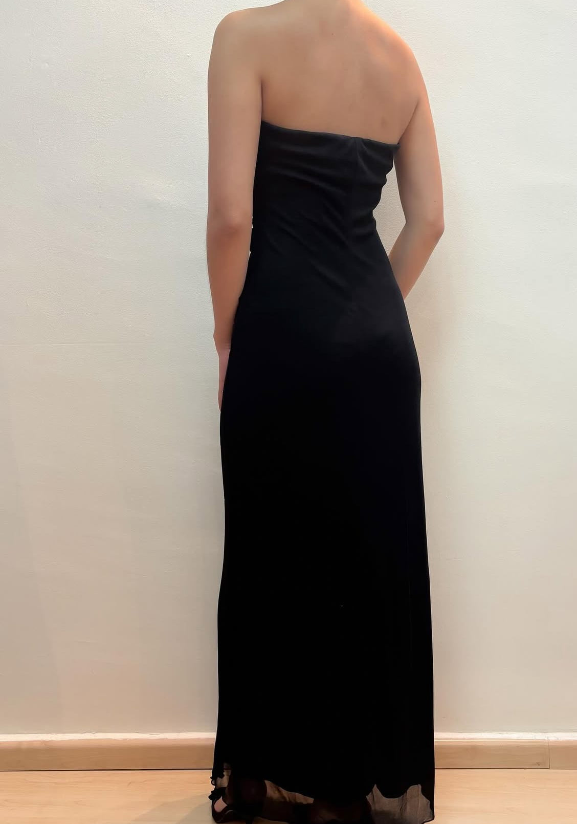 Robe de bal longue noire sans bretelles, robe de soirée formelle J8586