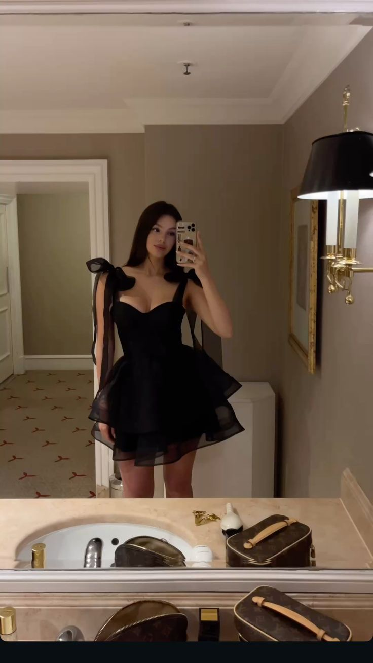 A Line Black Short Birthday Dress Homecoming Dress J7676