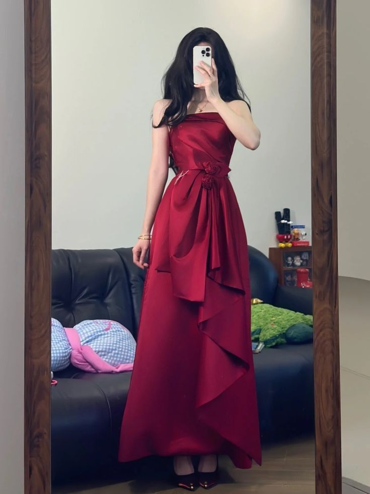 Rote Ballkleider, Langes Abendkleid Formales Kleid J7251