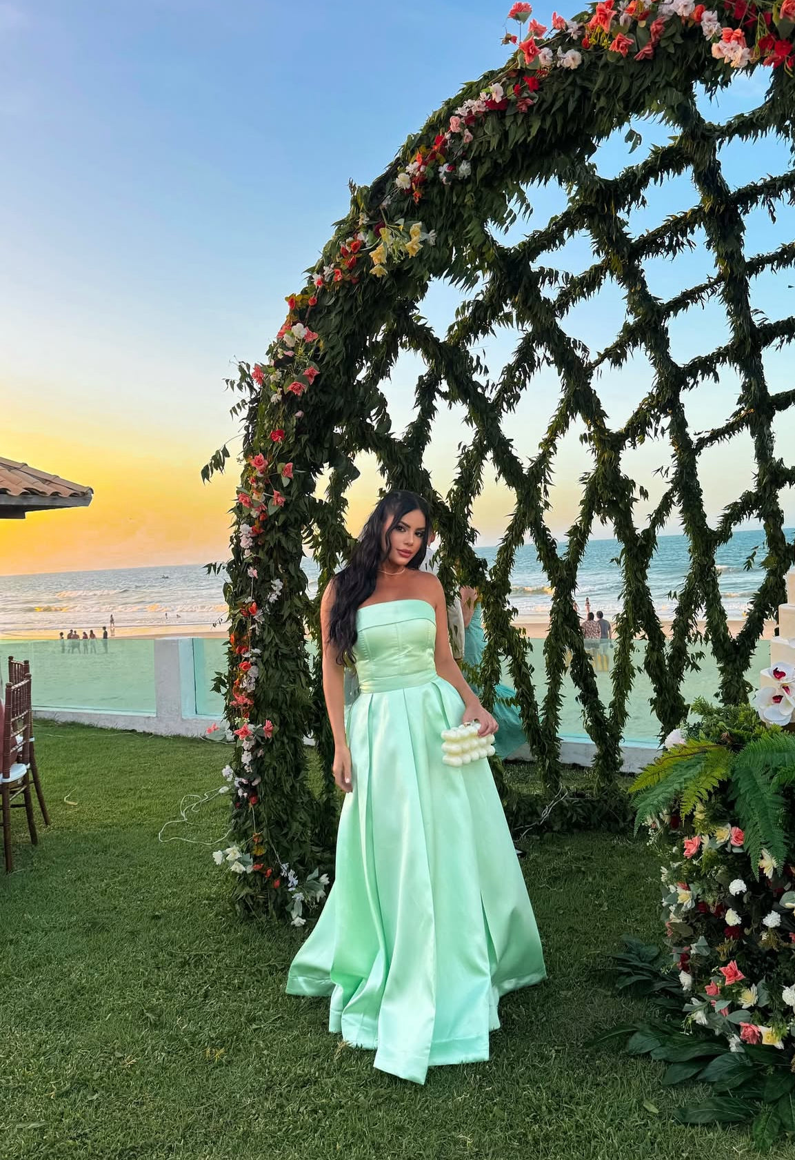 A-Linie Satin Hochzeitsgastkleid Formales Ballkleid Abendkleid Partykleid J7068