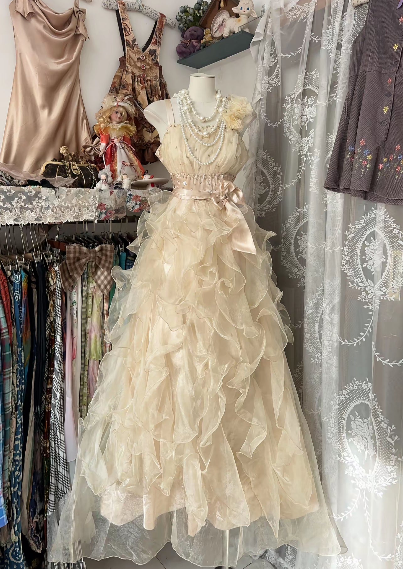 A Line Ruffle Formal Party Dress Long Prom Dress J8493