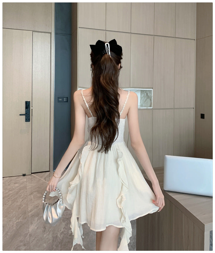Süßer böhmischer Rüschenrock, Spaghettiträgerrock, Feenkleid 1094