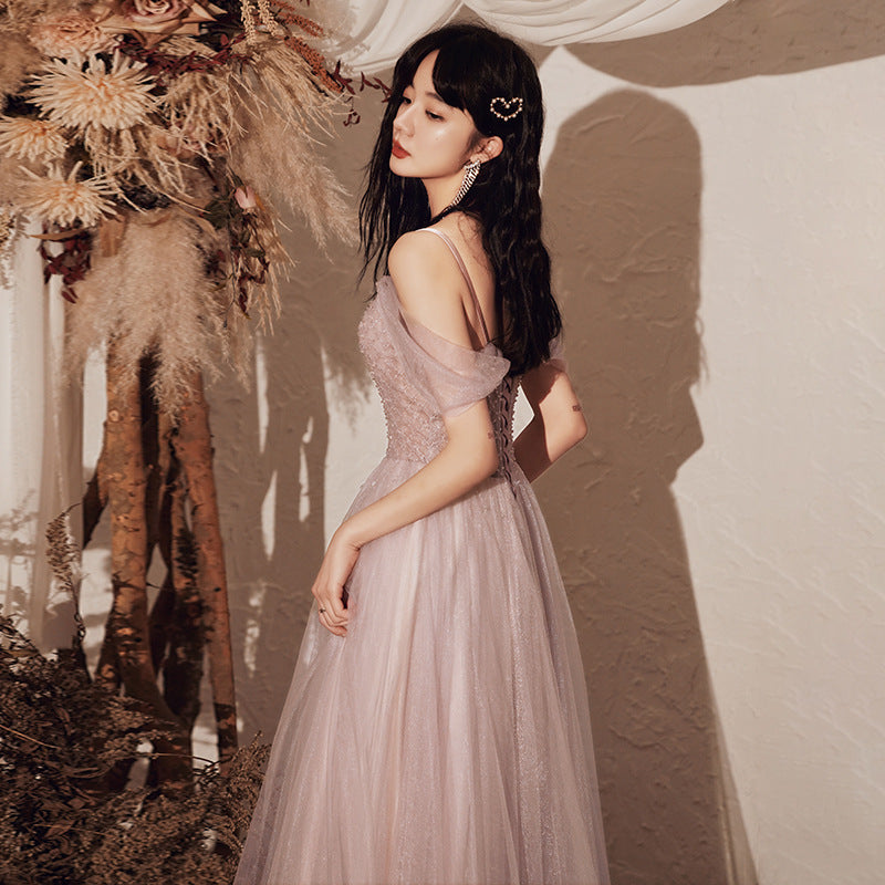 One-Shoulder-Burgund-langes Abschlussball-Kleid-Schnür-Abend-Kleid 20