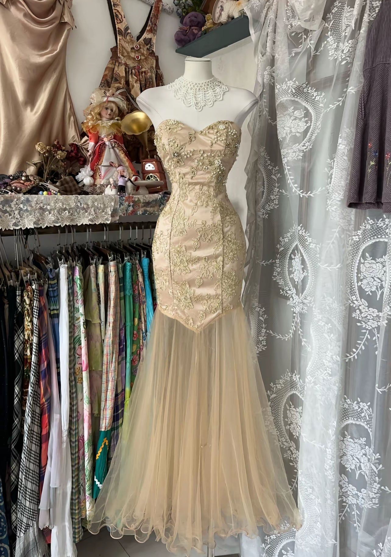 Sweetheart Mermaid Long Prom Dress Lace Evening Dress J8491