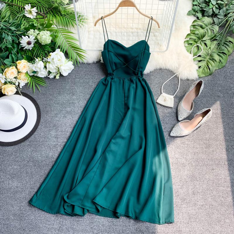 Light Green Floral Dress - A-Line Maxi Dress - Satin A-line Dress