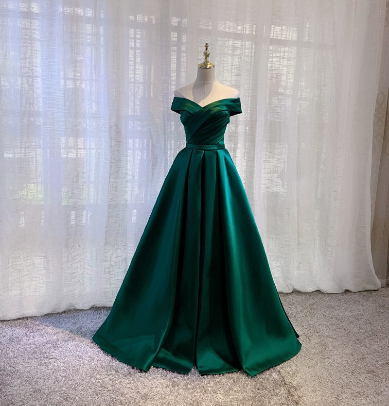 Off Shoulder Green Long Prom Dress Satin Evening Formal Gown 258 JulyProm Off Shoulder Green Long Prom Dress Satin Evening Formal Gown 258 JulyProm