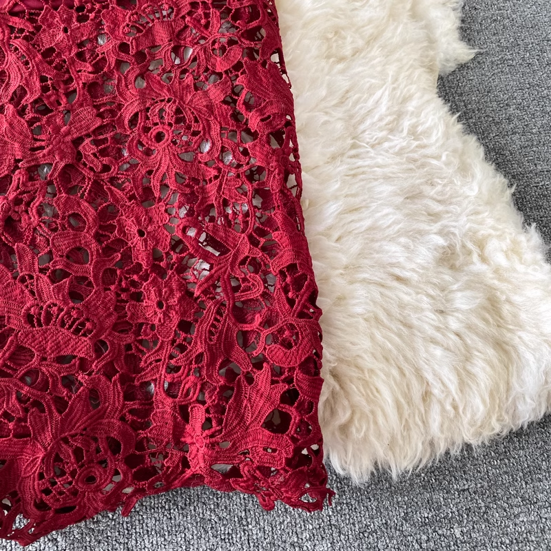 Robe de soirée fourreau en dentelle ajourée, robe de bal longue 1760