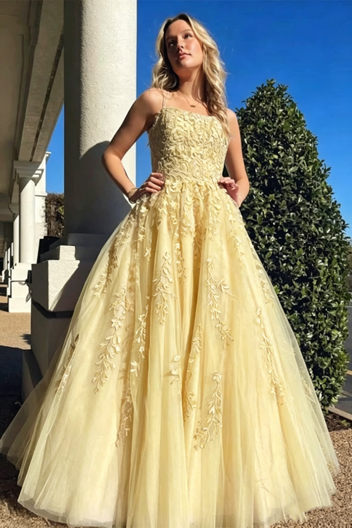 Robe de bal trapèze en tulle lavande et dentelle, tenue de soirée formelle 2317