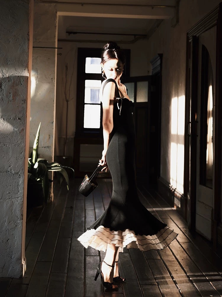 Robe de bal longue noire style sirène, jolie robe de soirée formelle 2464