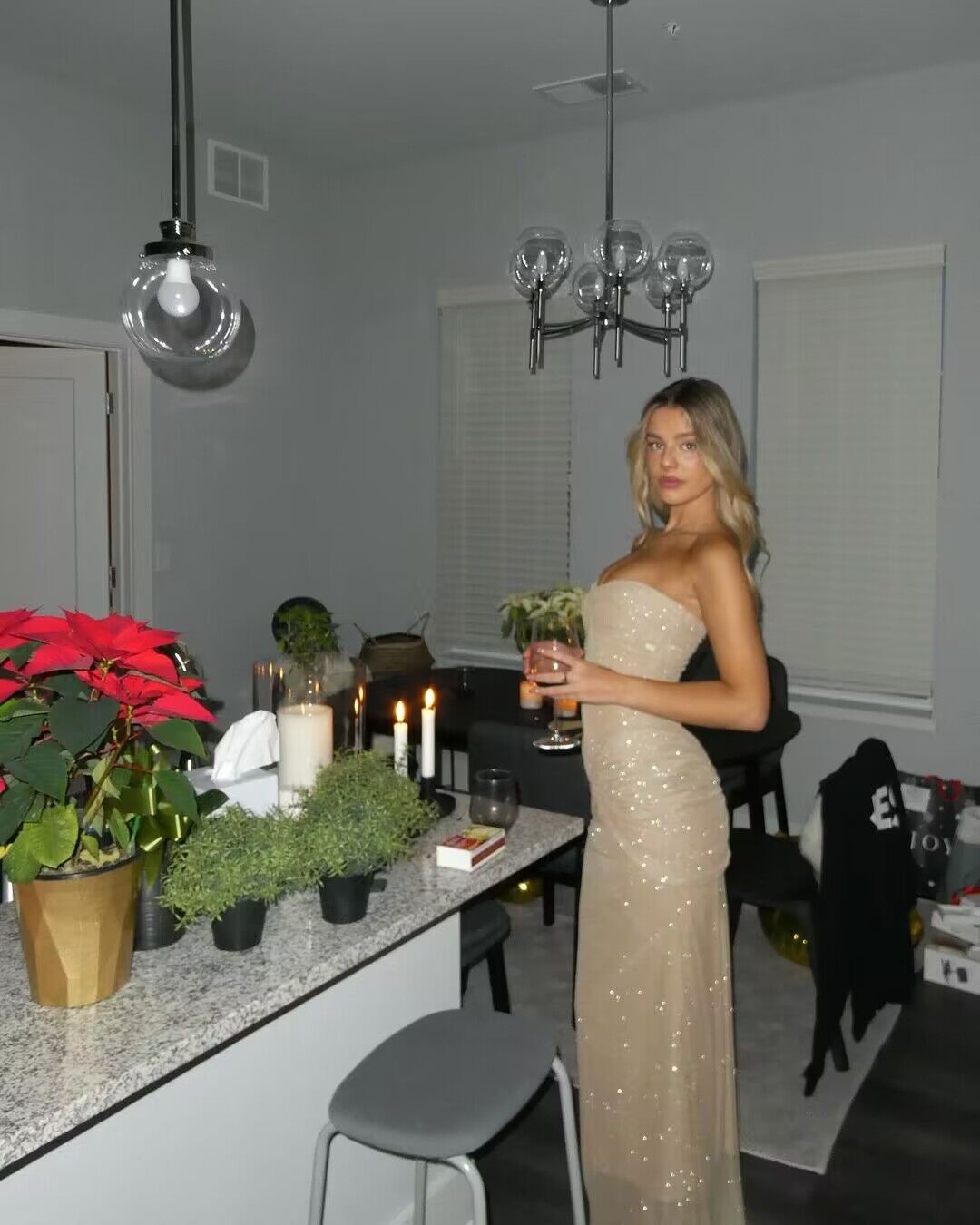 Strapless Sparkly Long Prom Dress Sheath Birthday Party Dresses J2723