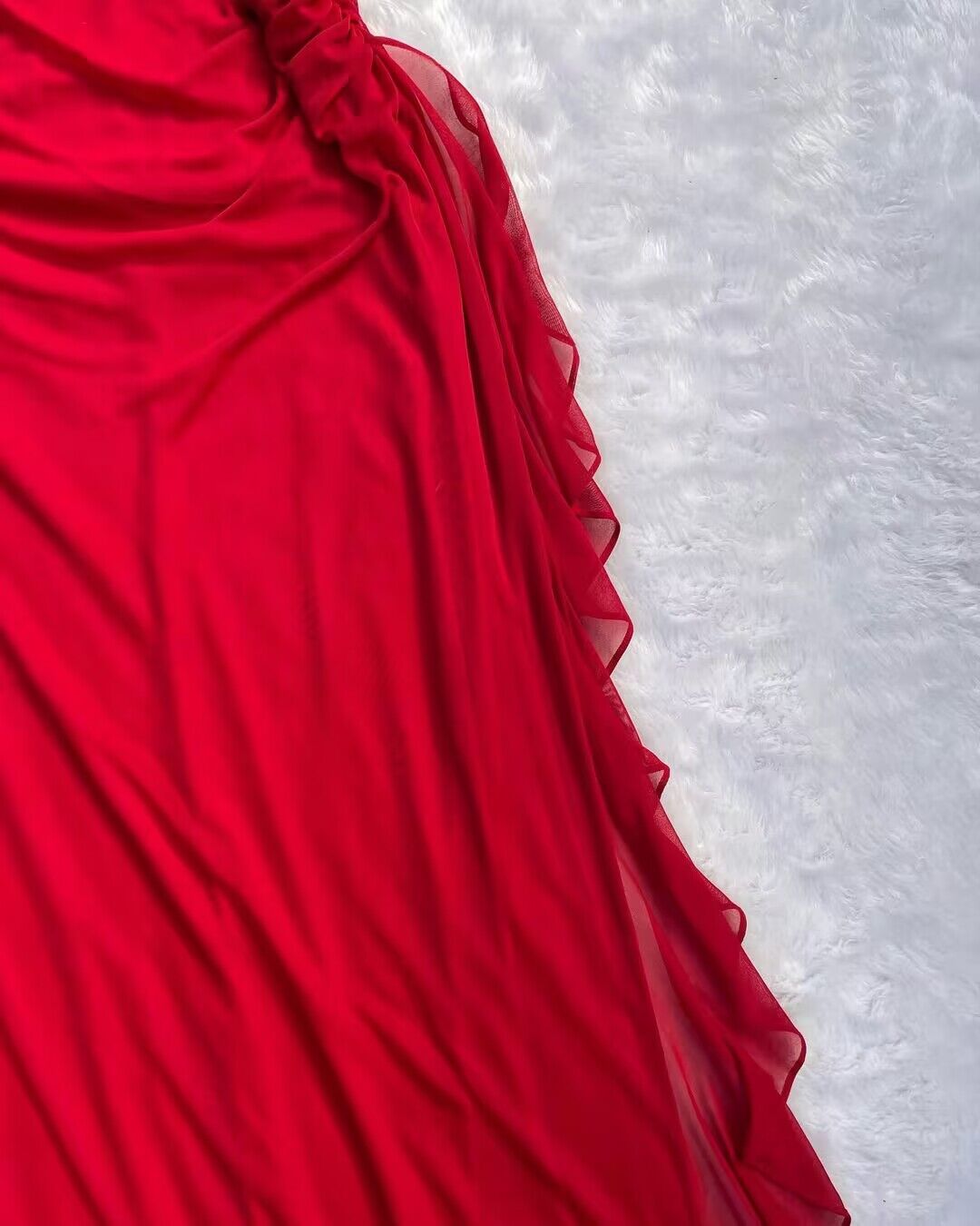 Neckholder Rot A-Linie Lange Ballkleider Gekräuselte Abendkleider J2742