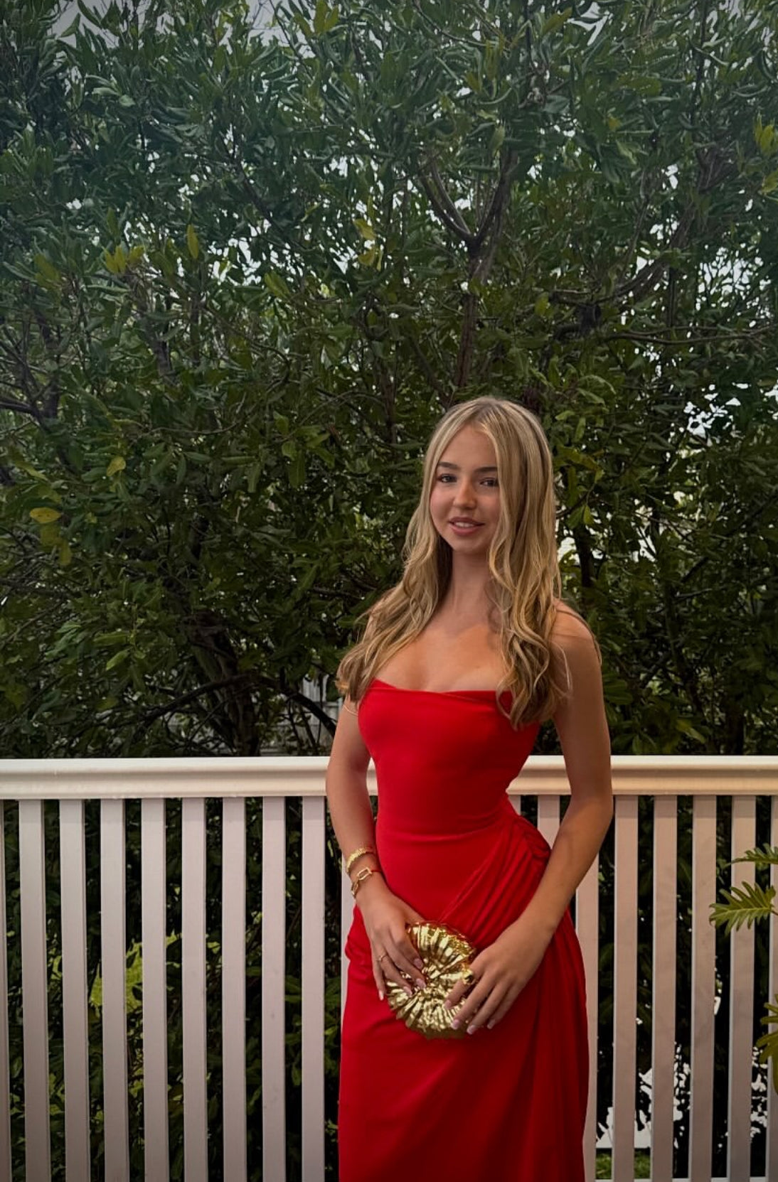 Trägerloses rotes Etuikleid, langes Ballkleid, Geburtstagsoutfit J7824