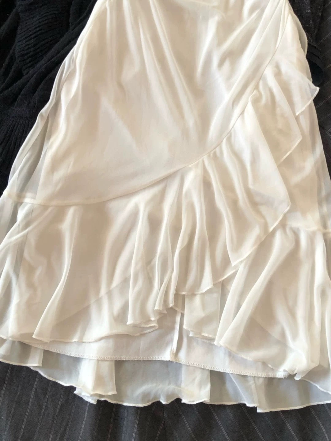 A Line Chiffon Ruffle Party Dress Ivory Homecoming Dress J8442