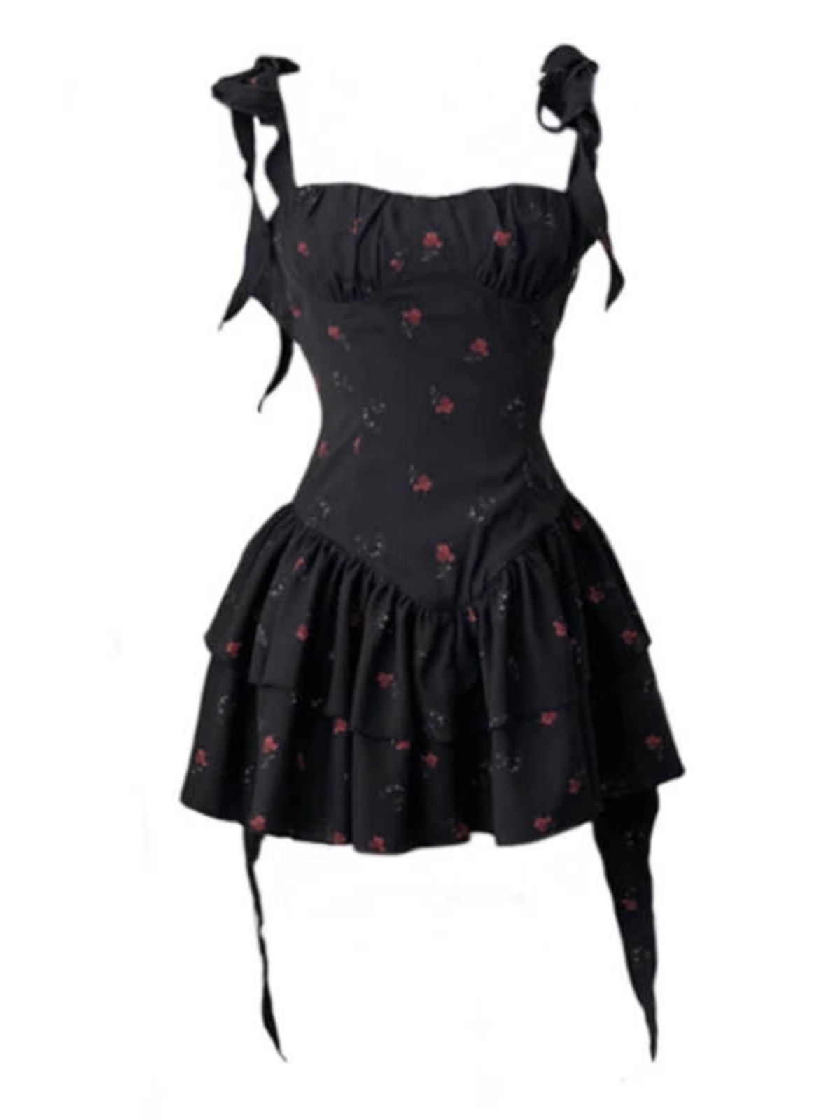 Sweet Square Neck Floral Summer Short Dress L39