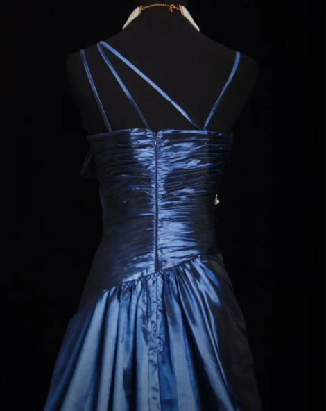 Navy Blue A Line Long Prom Dress Beaded Evening Dress J8661