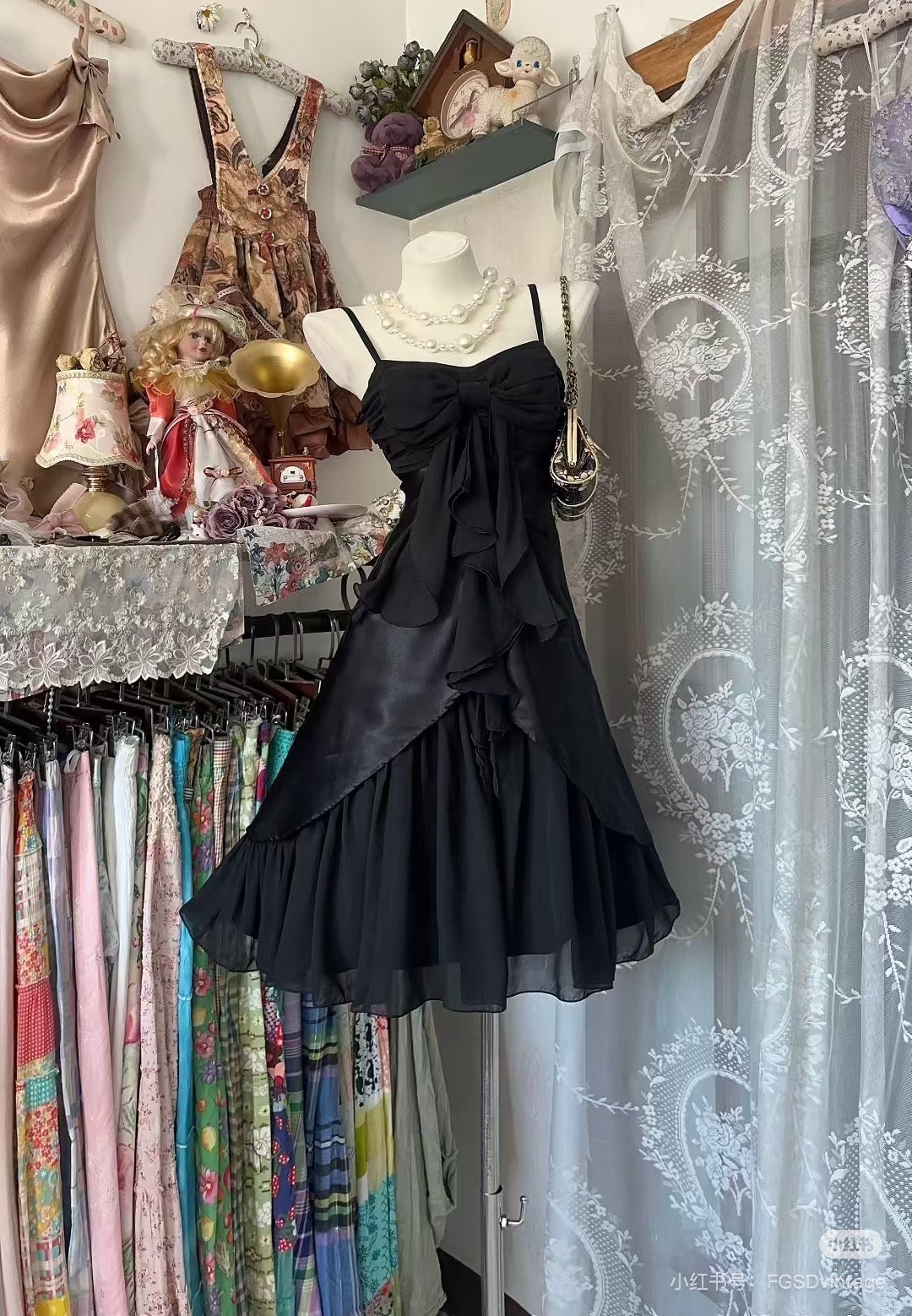 Spaghetti Straps Black Ruffle Homecoming Dress Birthday Dress J7933