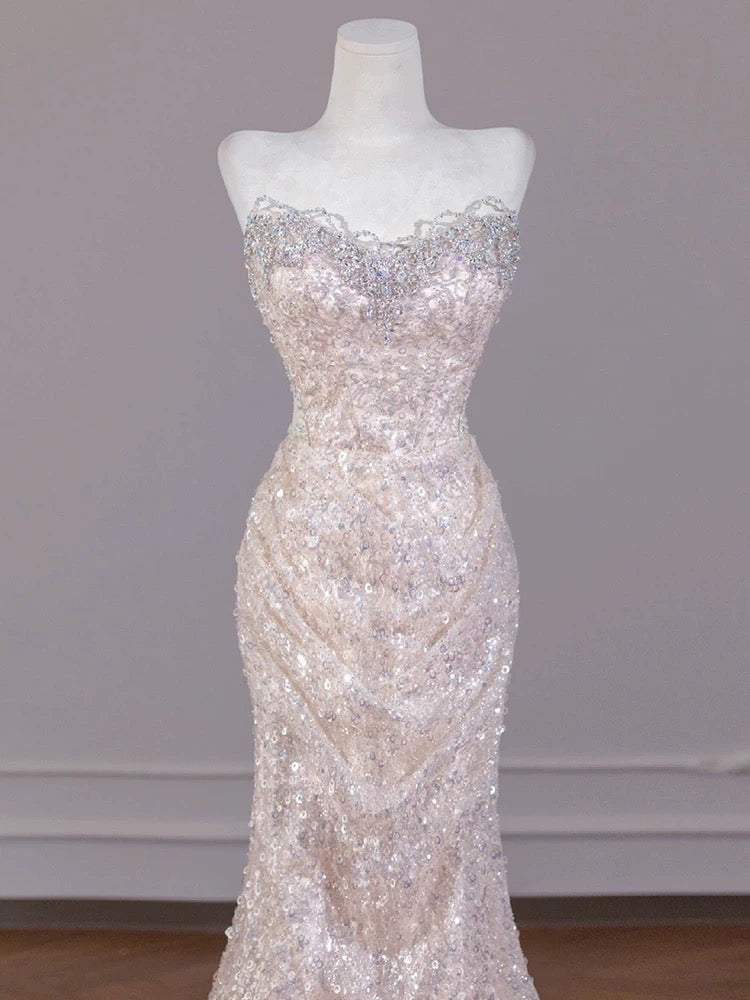 Sweetheart Meerjungfrau Pailletten Ballkleid Funkelndes Abendkleid J7094