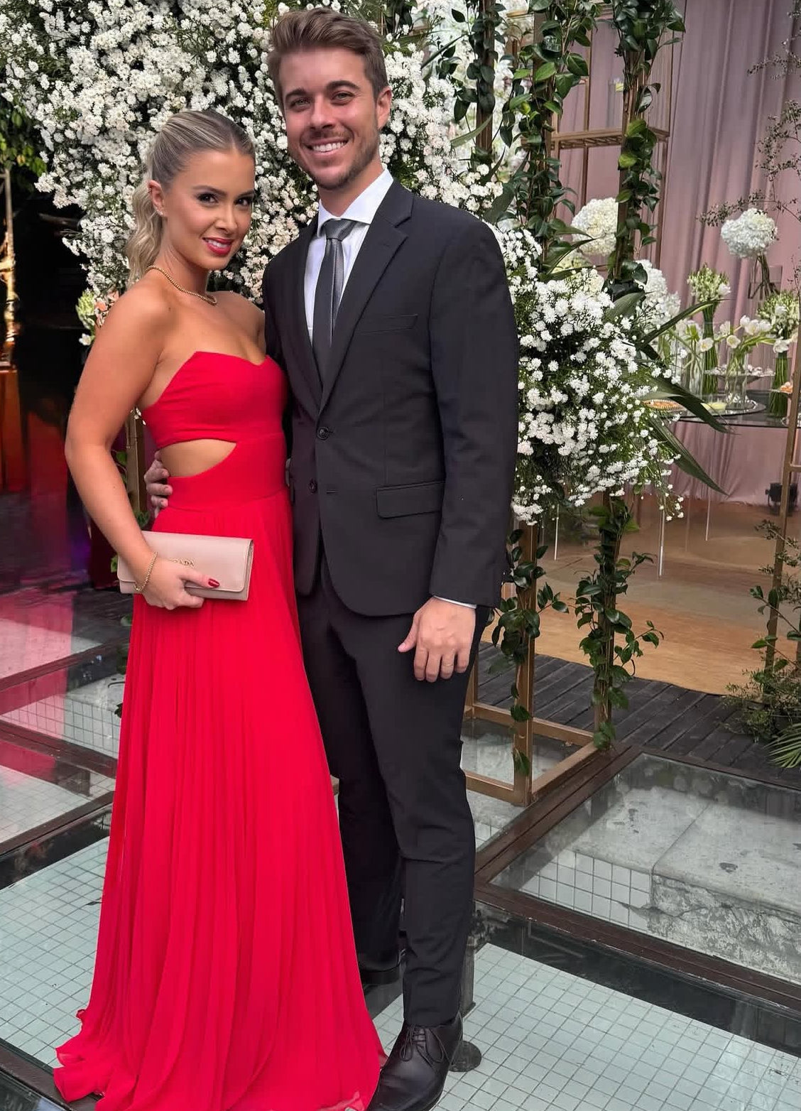 Strapless Red A Line Wedding Guest Dress Formal Prom Party Dress J7148