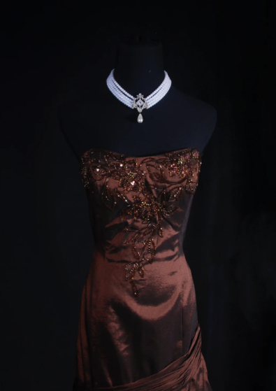 Beaded Coffee Long Prom Dress Formal Evening Dress J8665