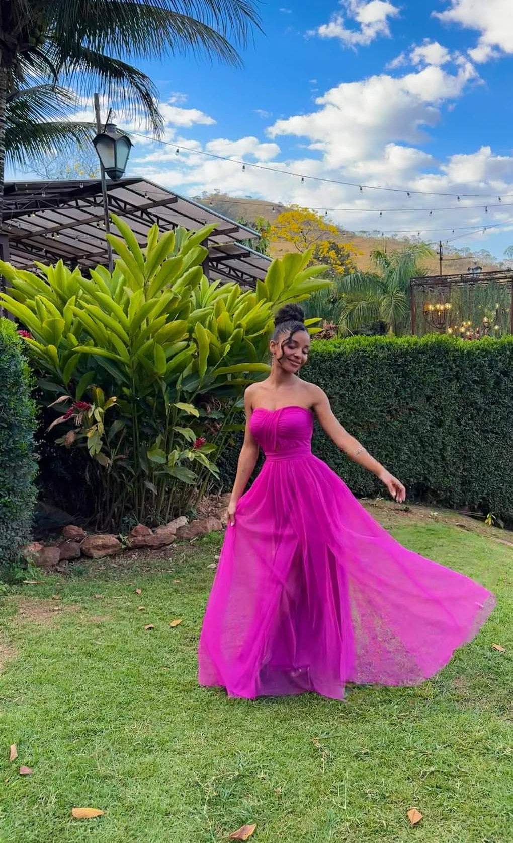 Sweetheart Fuchsia A Line Long Prom Dress Tulle Wedding Guest Dress J7964