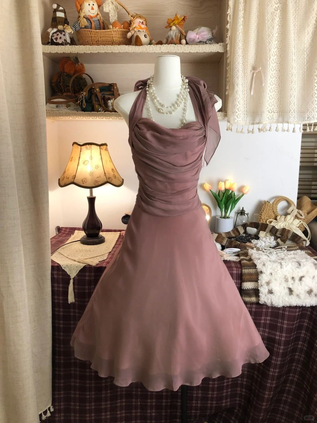 Chiffon A-Linie Kurzes Heimkehrkleid J7338