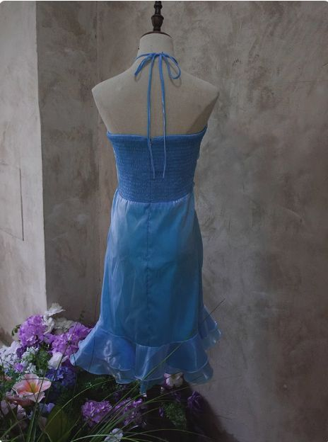 Robe d'anniversaire dos nu à volants, robe de soirée J7753
