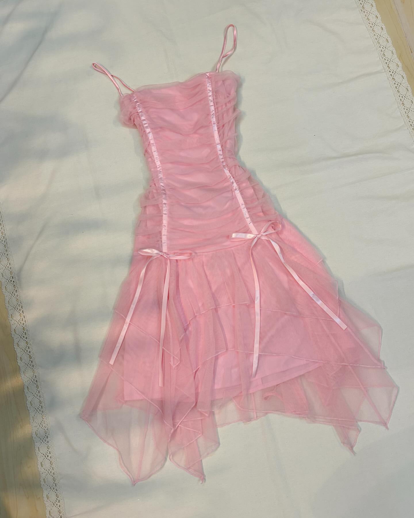 Spaghetti Straps Pink Sweet Dress Knee Length Prom Dress J5883