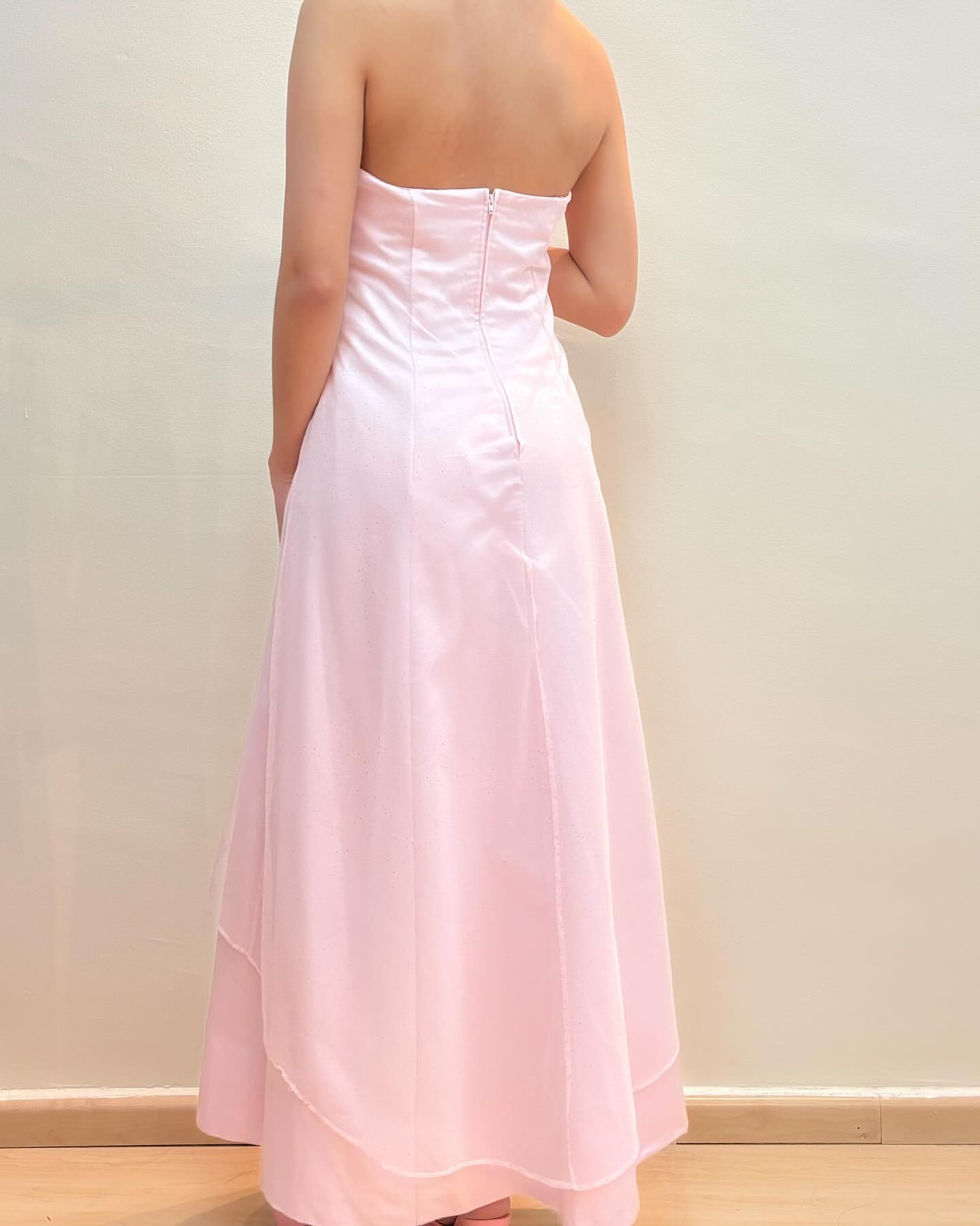 Trägerloses hellrosa Ballkleid Vintage Abendkleid J5887