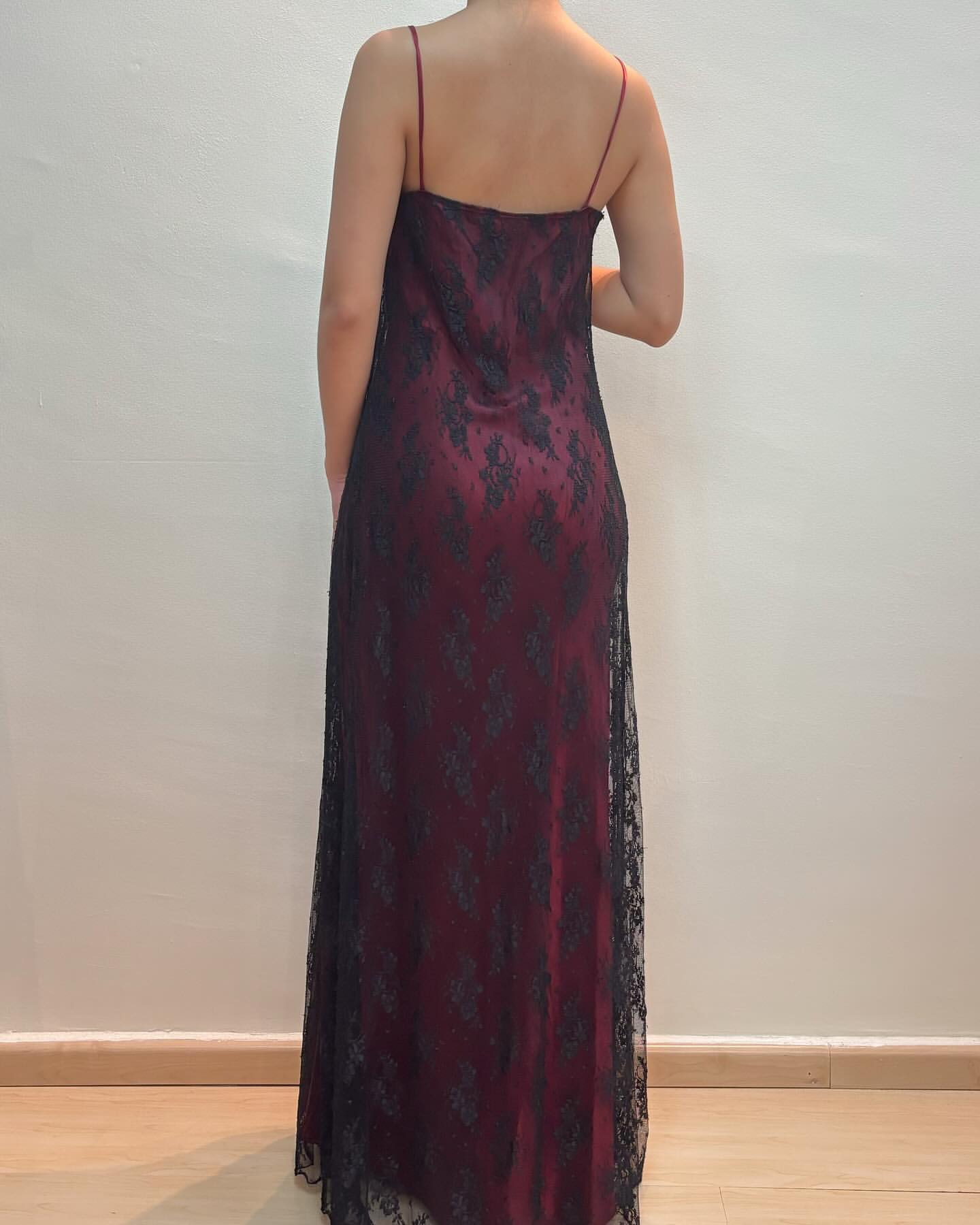 Spaghettiträger Spitze Vintage Ballkleid Etui Abendkleid J5890