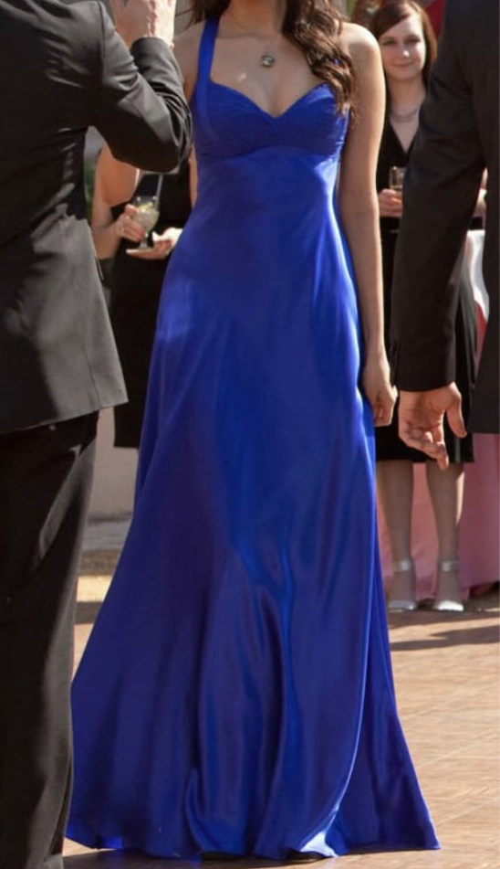 Royal Blue A Line Satin Evening Prom Dress J5953