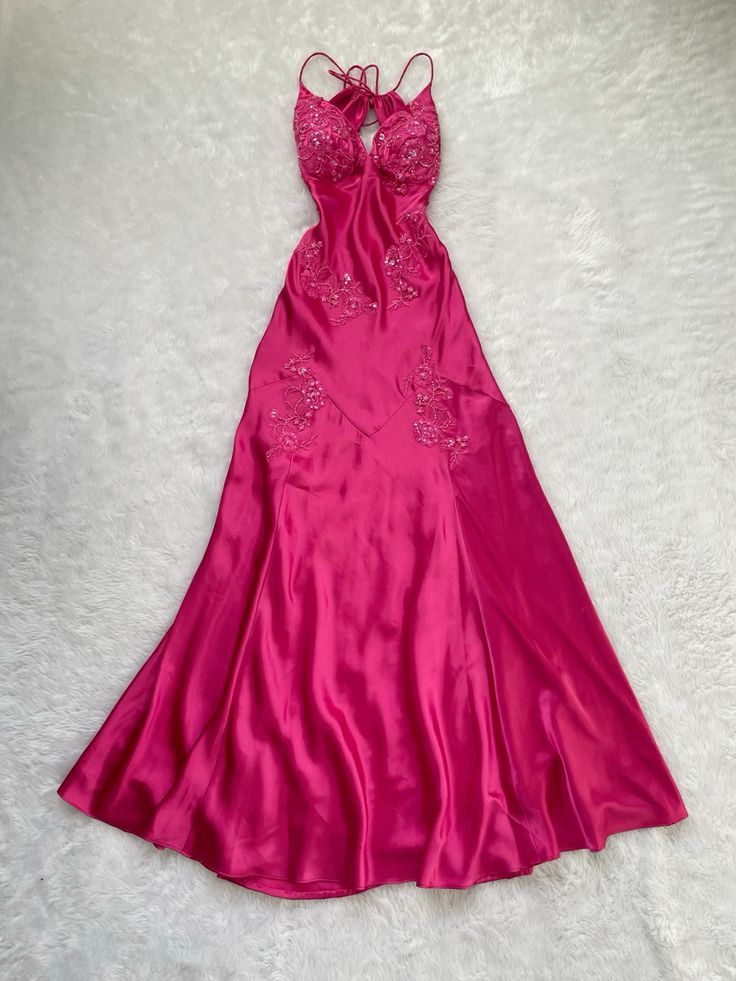 Pink A Line Satin Applique Long Prom Dress J5989