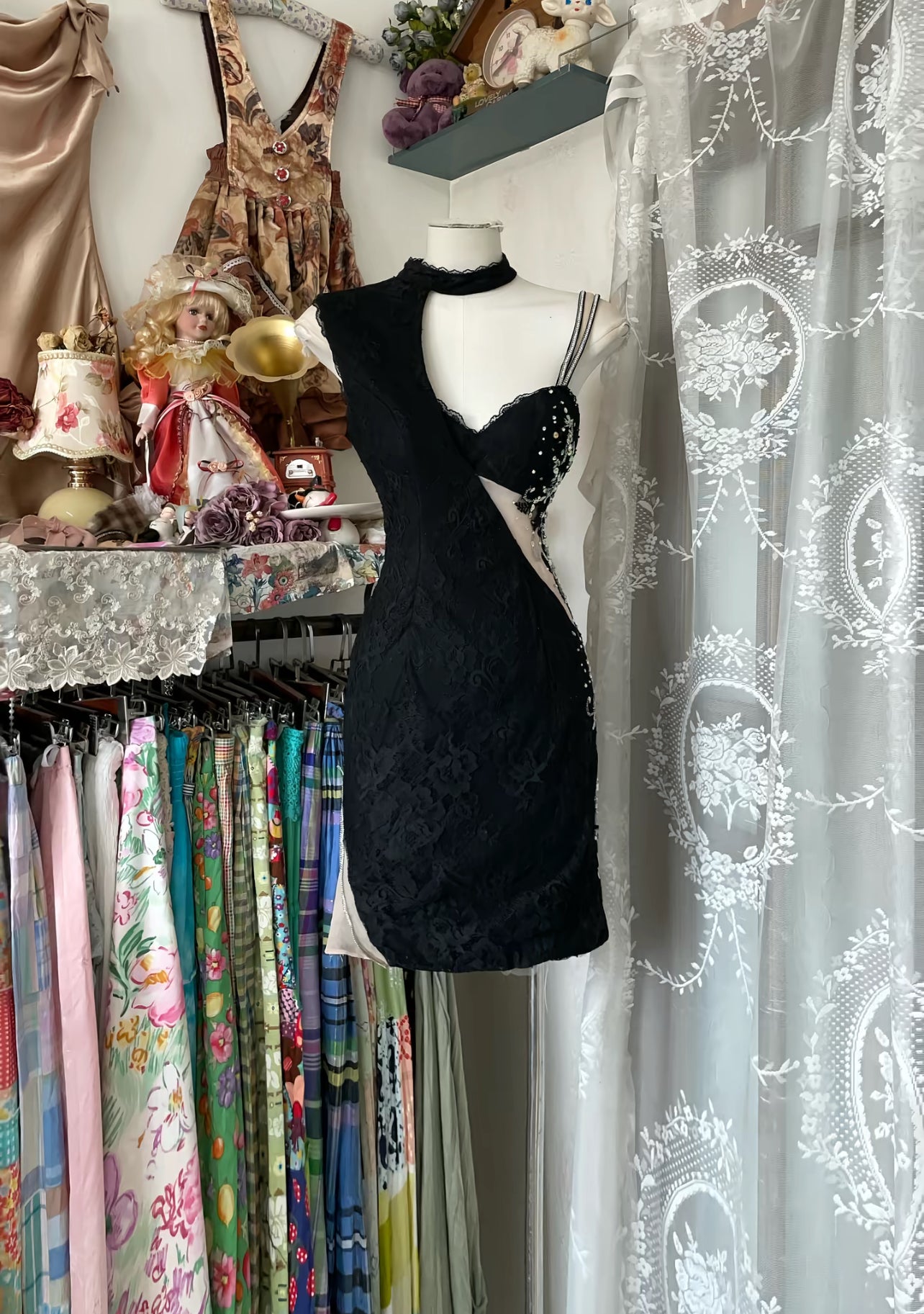Black Short Lace Evening Dress Sexy Party Dress J8529