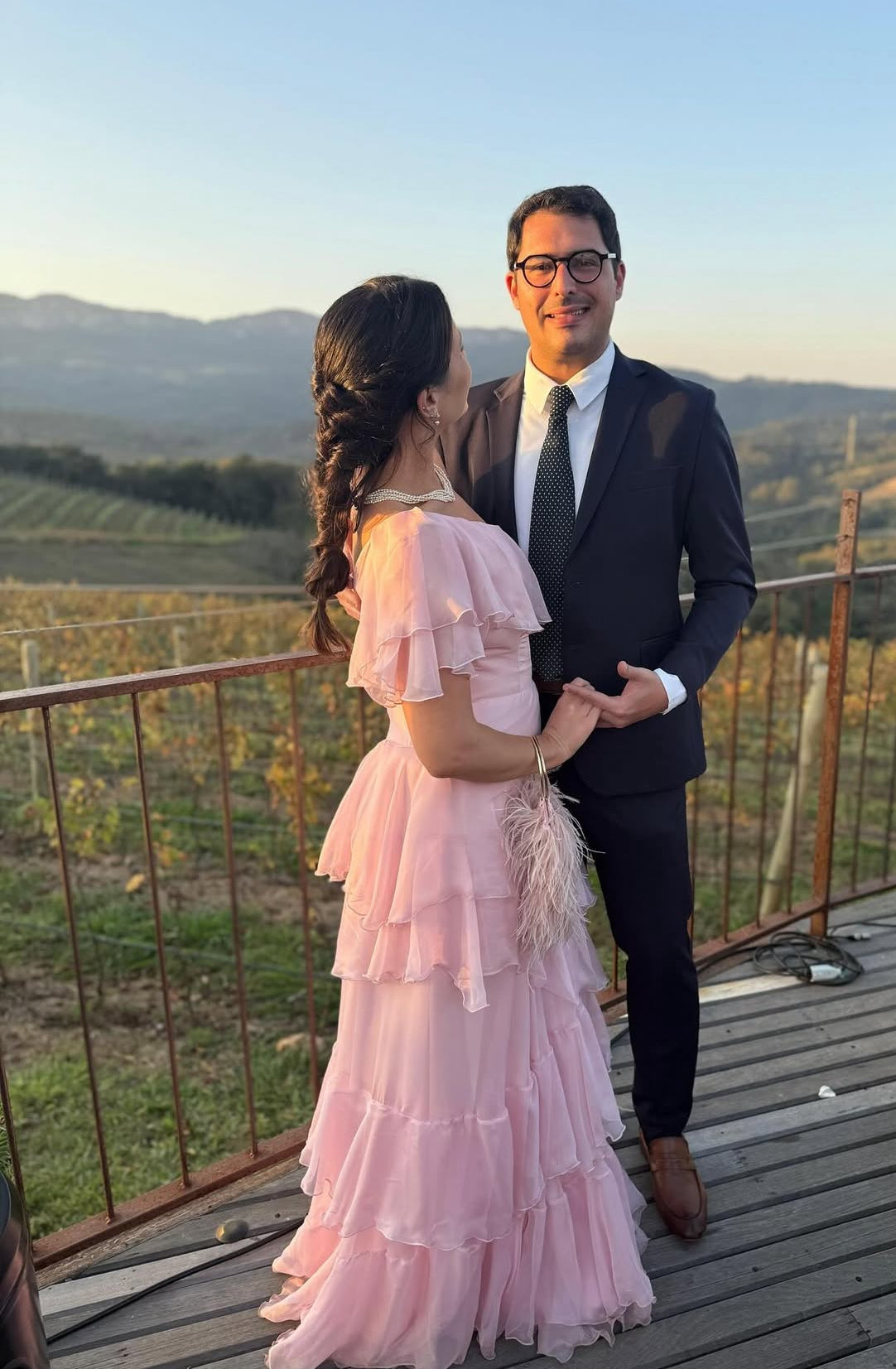 One Shoulder Pink A Line Long Prom Dress Tiered Graduation Dress J8025