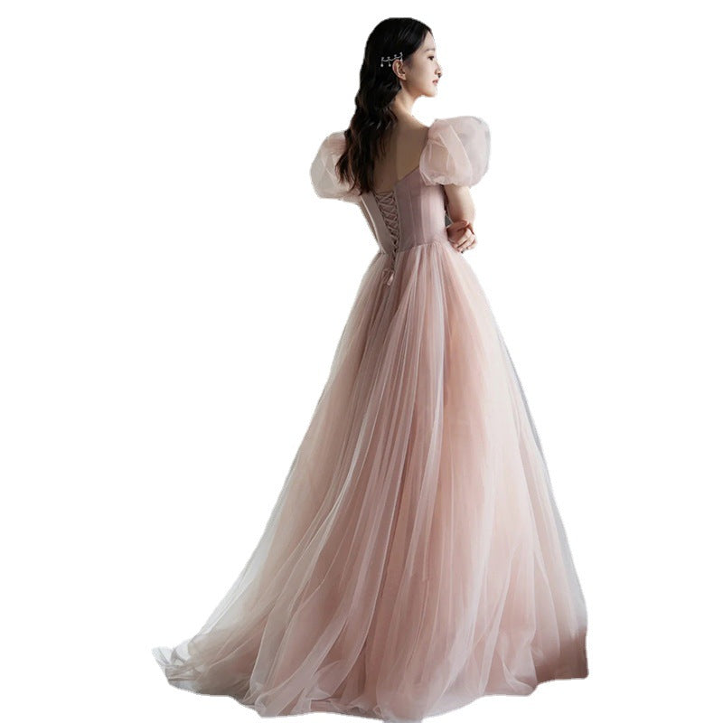 Pink Princess Long Party Dress A Line Tulle Prom Dress Formal Evening Gown 135 - JulyProm