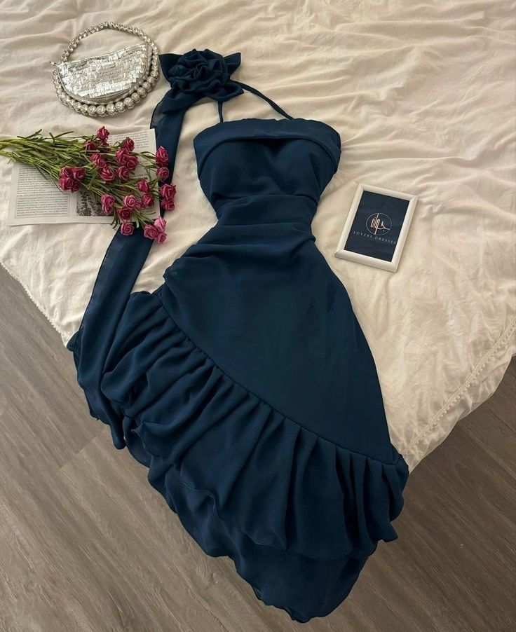 A Line Strapless Chiffon Short Homecoming Dress Birthday Outfits J7742