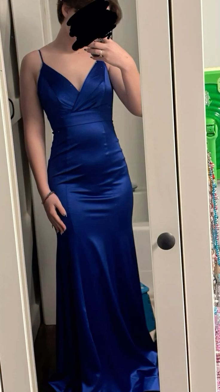 Königsblaues Meerjungfrau-Abschlussballkleid, formelles Abendkleid J6012