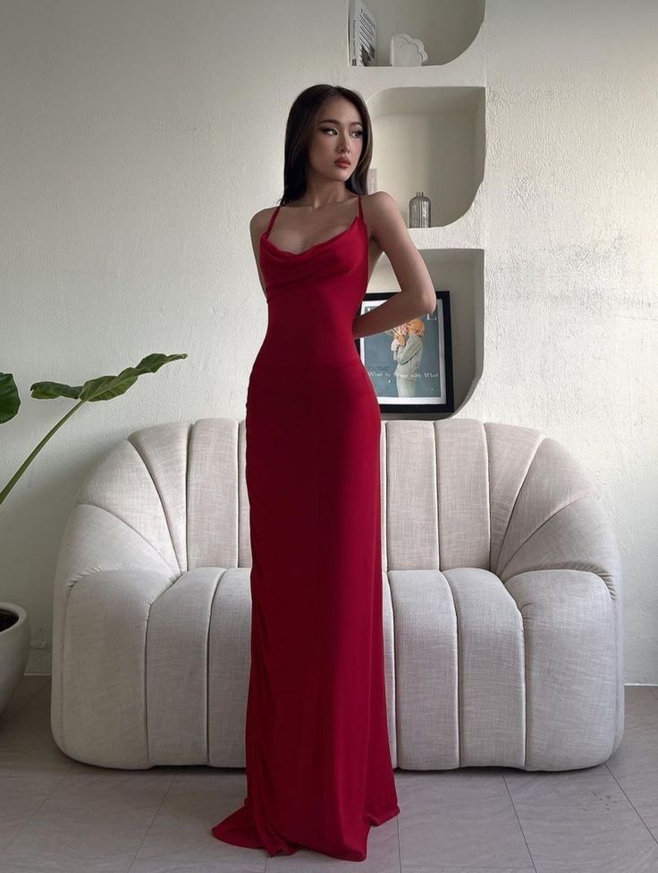 Spaghettiträger Rotes Etuikleid Ballkleid Formales Abendkleid J6016