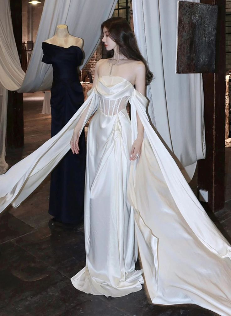 Off The Shoulder Ivory Evening Dress Satin Prom Dress J6059 Off The Shoulder Ivory Evening Dress Satin Prom Dress J6059