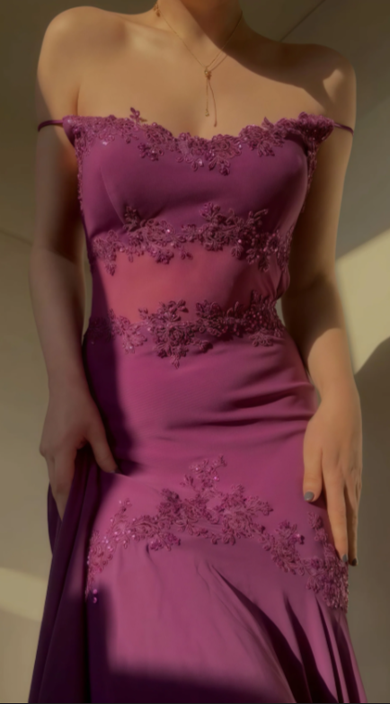 Schulterfreies Ballkleid mit Applikationen im Vintage-Stil, Partykleid J6110