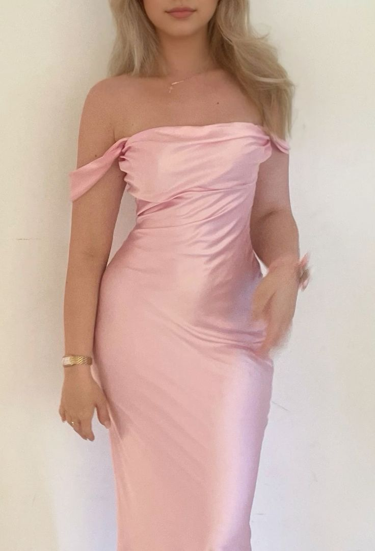 Meerjungfrau-Abendkleid aus schulterfreiem Satin in Rosa J6126