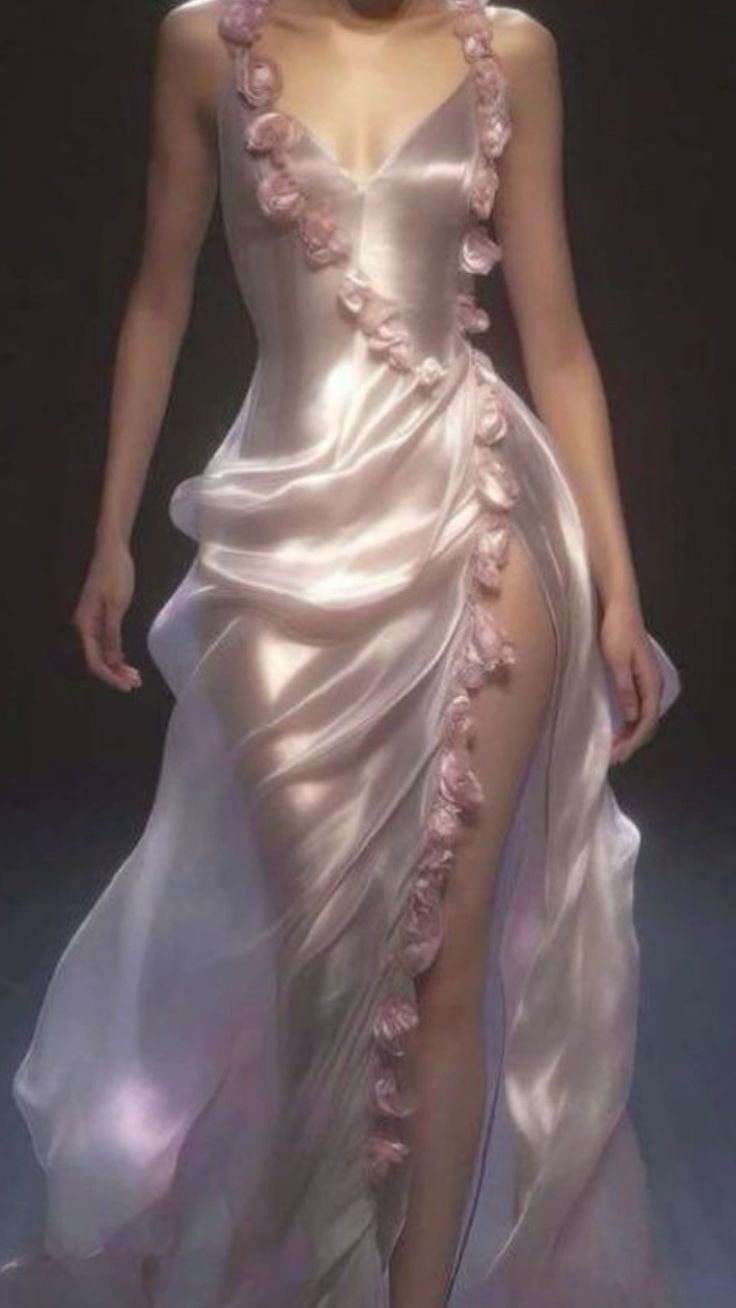 V Neck Light Pink Slit Long Prom Dresses Formal Evening Dresses J6143