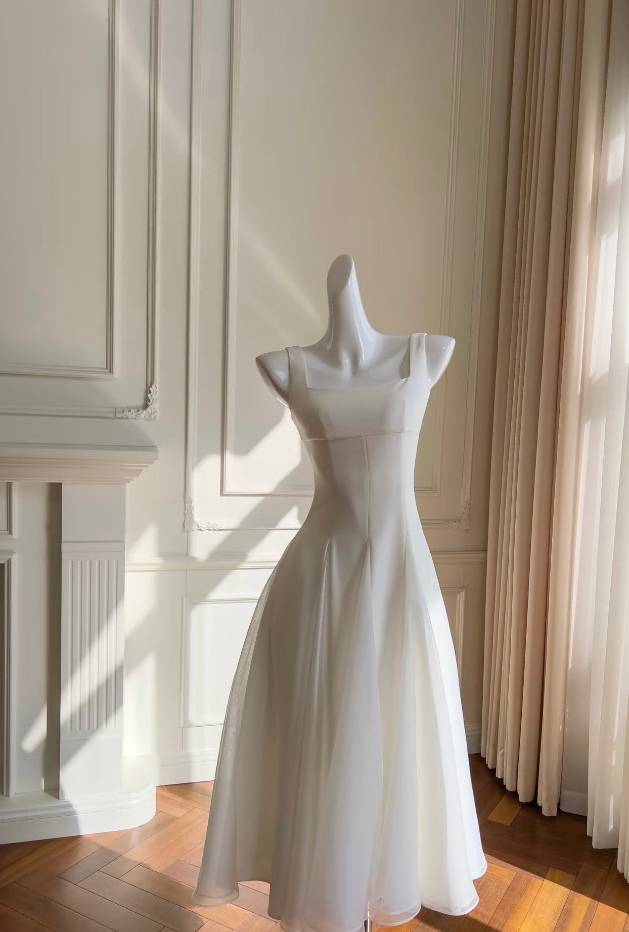 Elegantes A-Linien-Ballkleid in Elfenbein, Chiffon, formelles Partykleid J6332