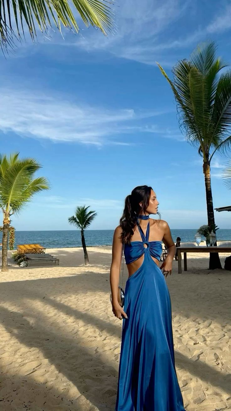 Neckholder A-Linie Satin Blau Ballkleid Formelle Party Hochzeitsgastkleid J6436