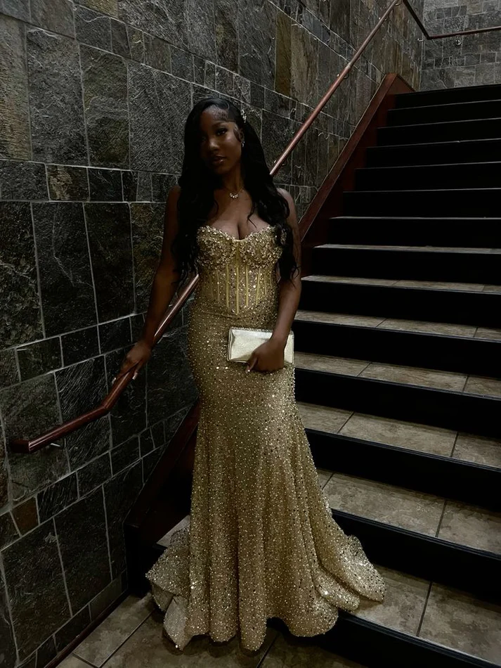 Mermaid Sequin Evening Dress Sweetheart Formal Party Dress J6460