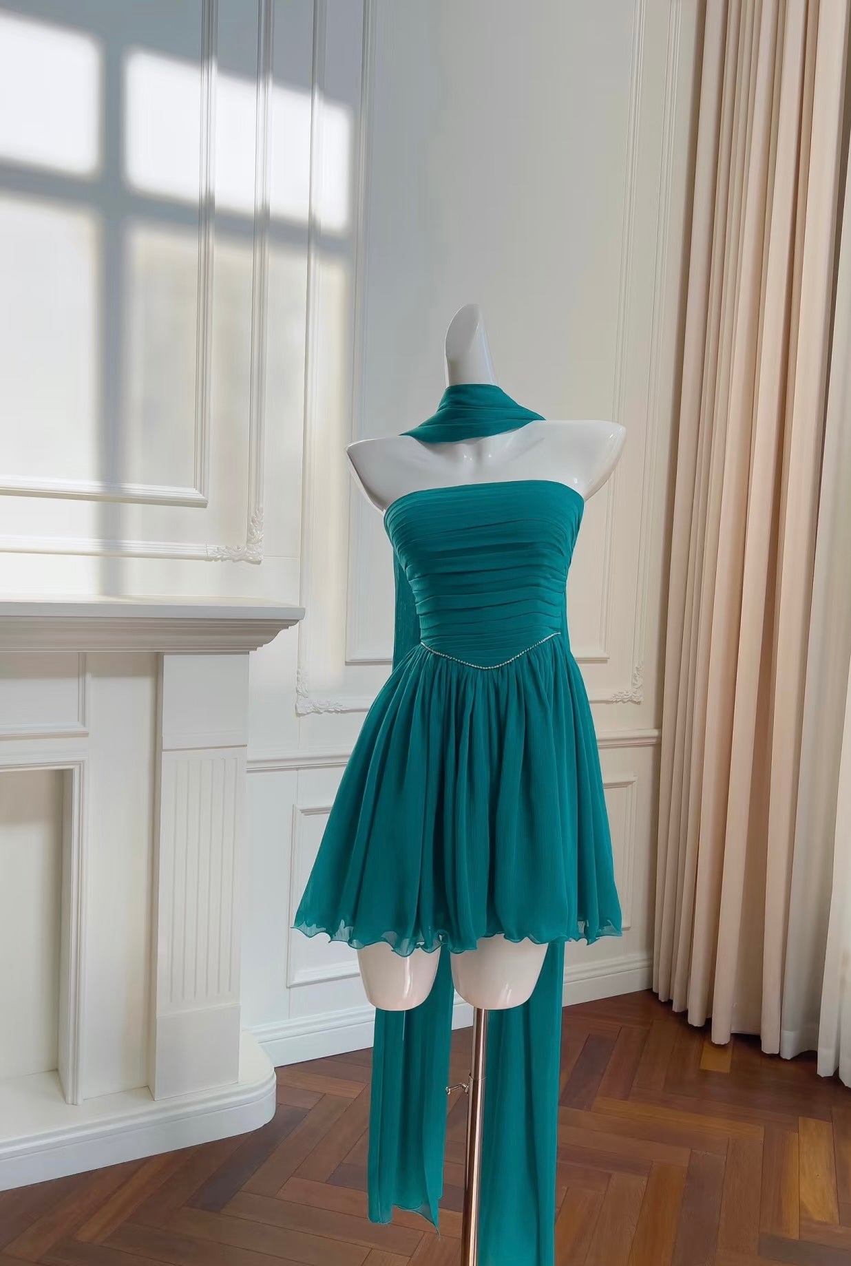 Strapless A Line Chiffon Short Birthday Dress Homecoming Dress J6483