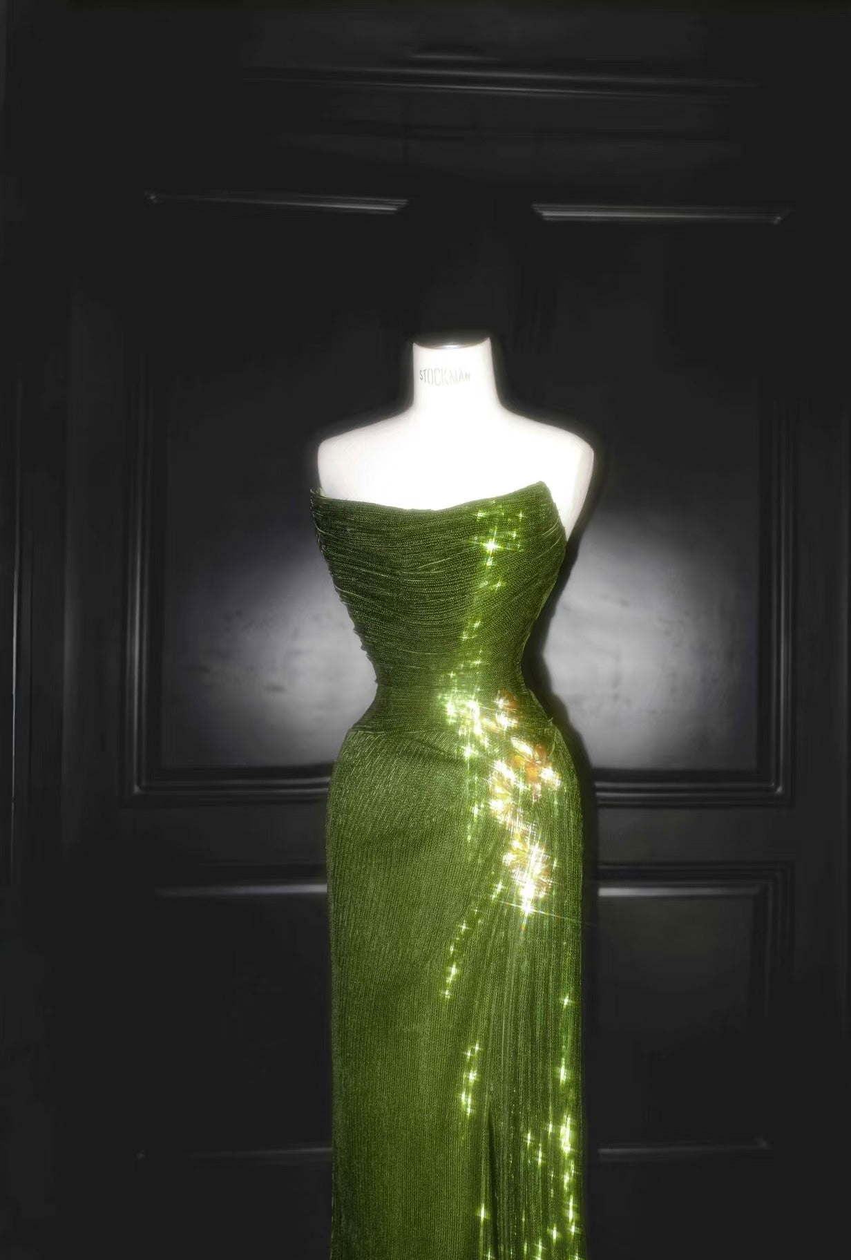 Meerjungfrau Grünes Pailletten-Ballkleid Formales Abendkleid J6494