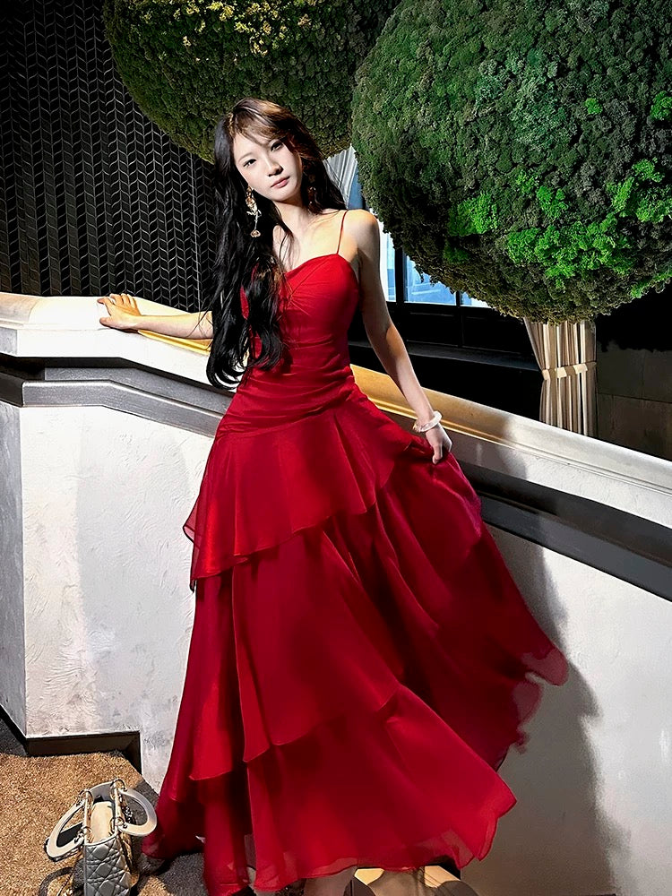 white christmas dresses Spaghetti Straps Chiffon Red Prom Dress Ruffle Birthday Dress J6523 JulyProm white christmas dresses Spaghetti Straps Chiffon Red Prom Dress Ruffle Birthday Dress J6523 JulyProm