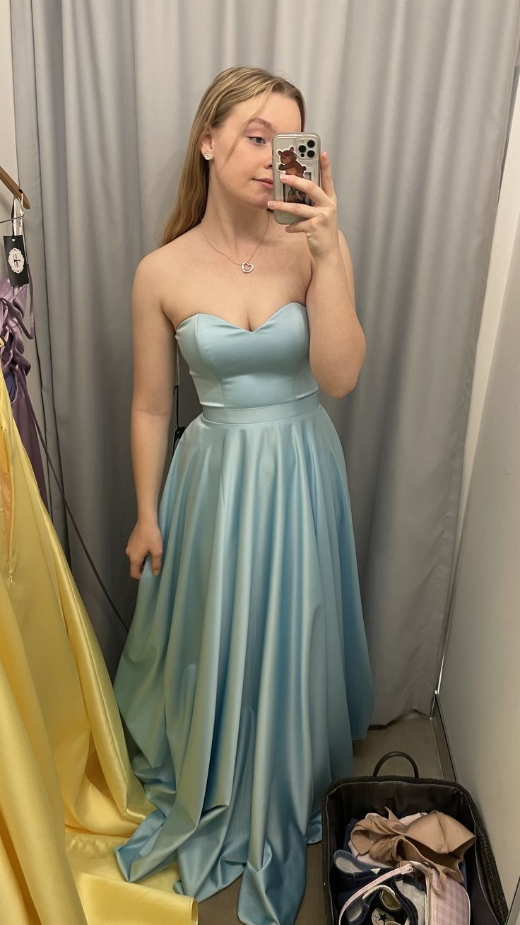 A Line Blue Prom Dress Satin Formal Evening Dress J6628