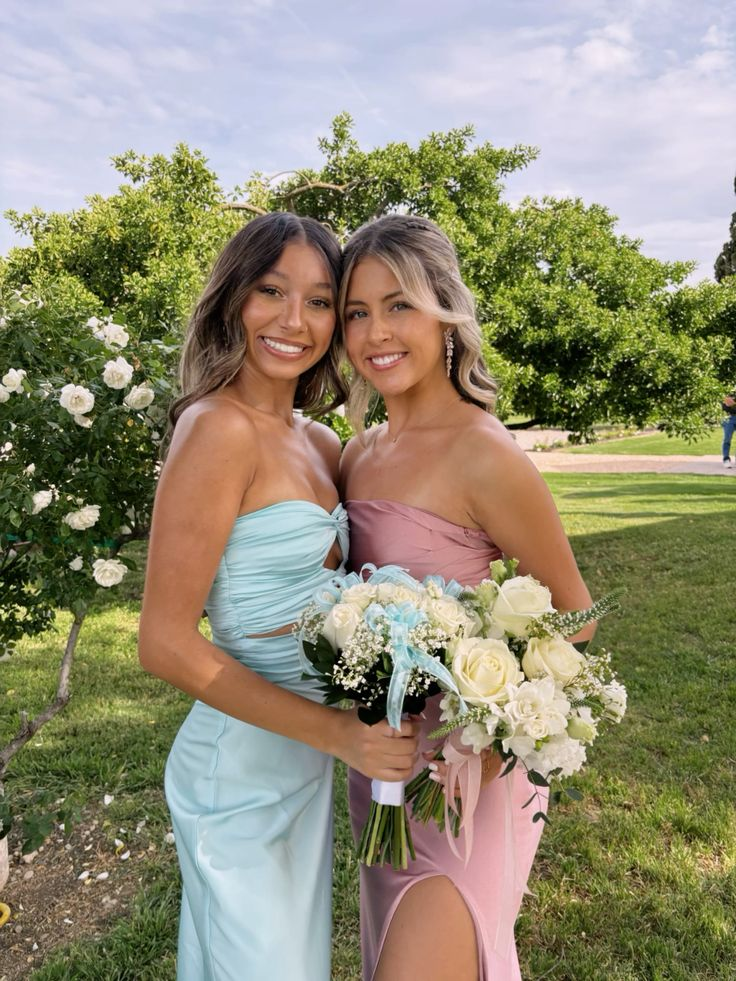 Strapless Blue Satin Prom Dress Formal Wedding Guest Dress J6830